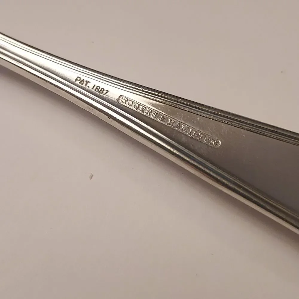 Rogers and Hamilton Antique Silver plate Sugar Spoon Scalloped Edge 6 inch